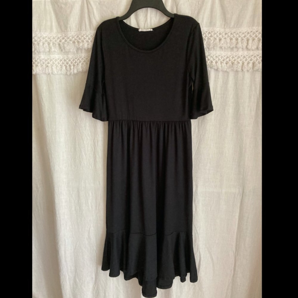 REBORN J Midi Hi-Low Ruffle Dress